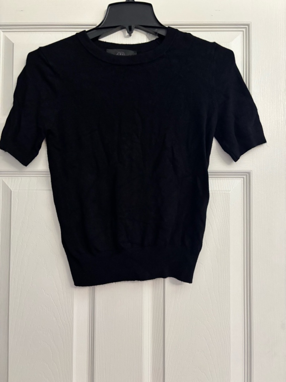 Zara Black Short-Sleeve Knit Tee
